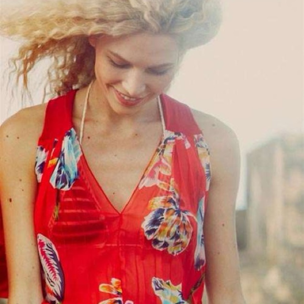 Vibrant Red Floral top